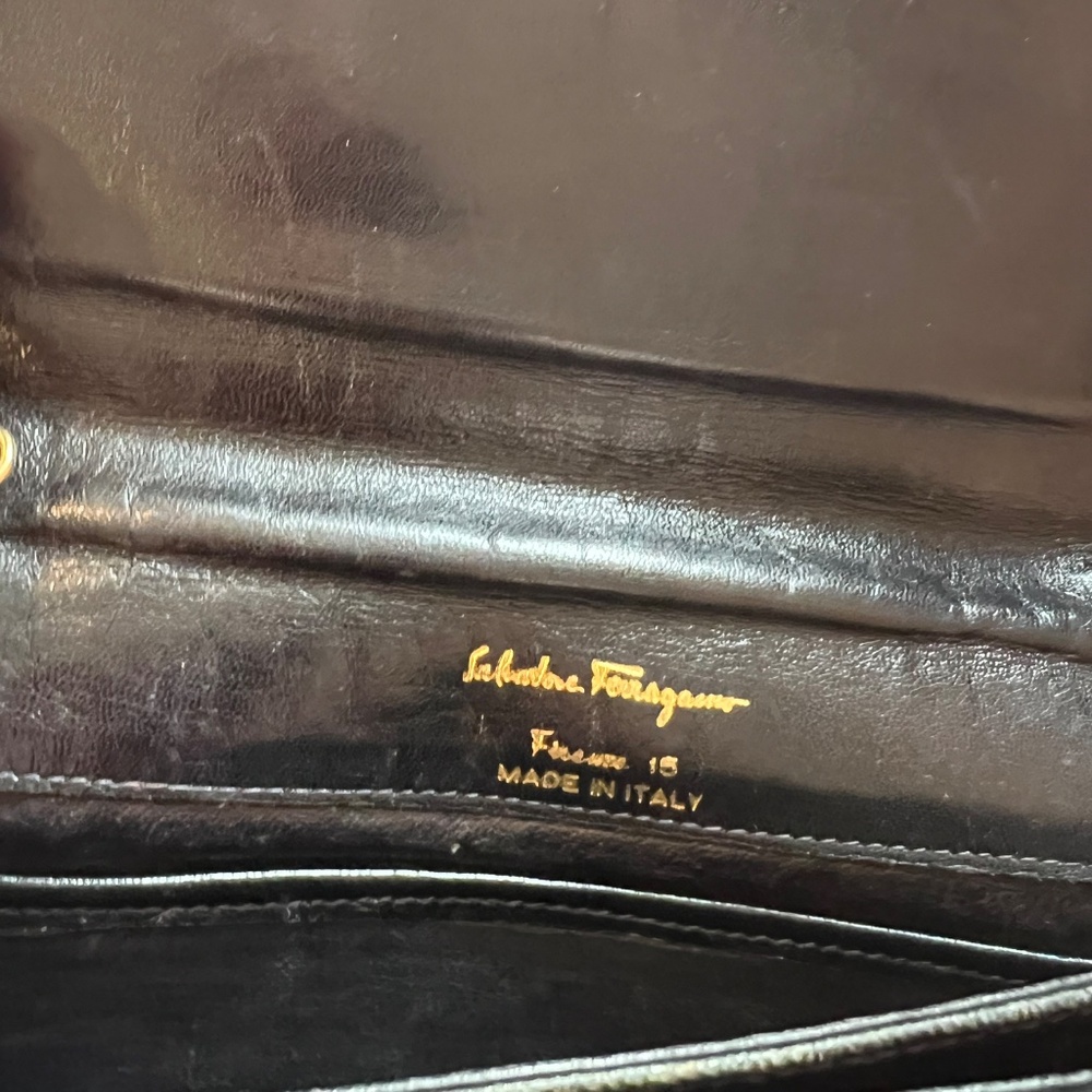 Ferragamo woven navy clutch, vintage - Picture 6 of 12